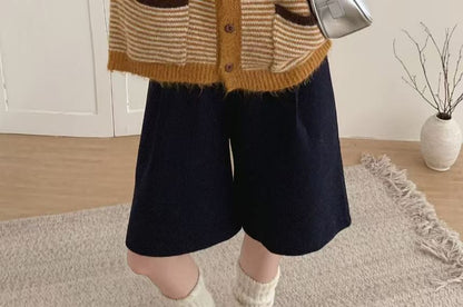 Round Neck Striped Contrast Trim Cardigan