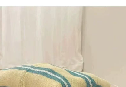 Round Neck Striped Zip Cardigan