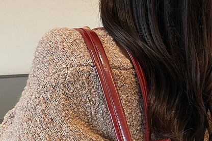 Studded Buckled Faux Leather Shoulder Bag