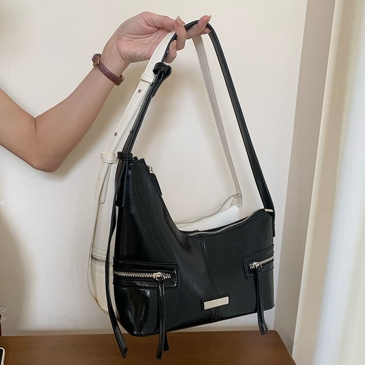 Plain Faux Leather Shoulder Bag