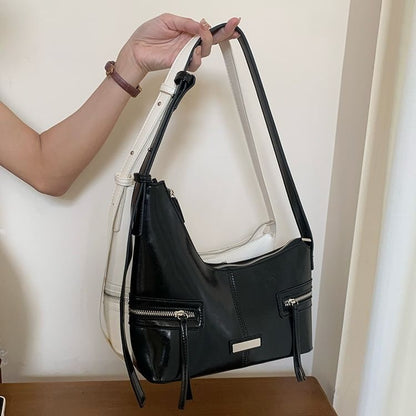 Plain Faux Leather Shoulder Bag