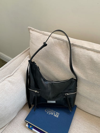 Plain Faux Leather Shoulder Bag