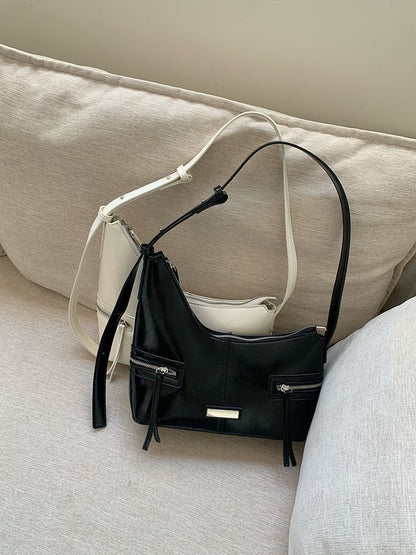 Plain Faux Leather Shoulder Bag