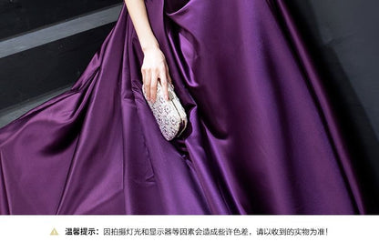 Short-Sleeve V-Neck Plain Velvet A-Line Evening Gown