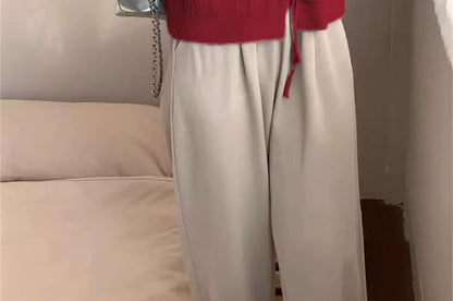 Round Neck Tie Waist Plain Cardigan