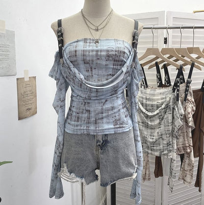Buckled Plaid Long-Sleeve Shirt with Modern Edge