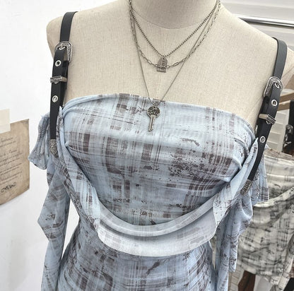 Buckled Plaid Long-Sleeve Shirt with Modern Edge