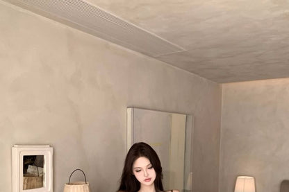 Lace Camisole Top / Plain Cardigan / Hot Pants