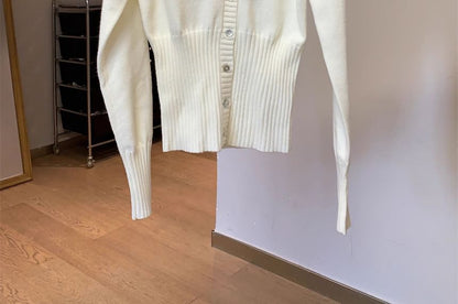 Lace Trim V-Neck Button-Up Cardigan