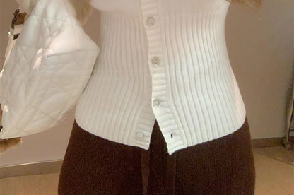 Lace Trim V-Neck Button-Up Cardigan