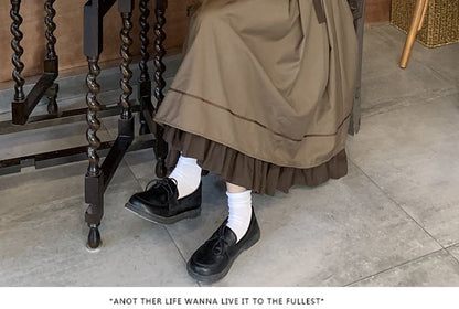 Long-Sleeve Collared Embroidered Layered Tie Waist Midi A-Line Dress / Notch Lapel Double-Breasted Capelet / Set