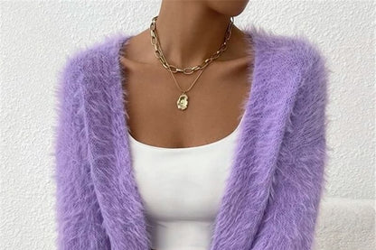 Fluffy Open Front Crop Cardigan