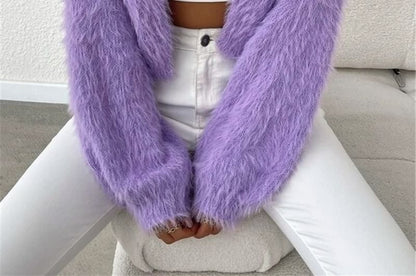 Fluffy Open Front Crop Cardigan