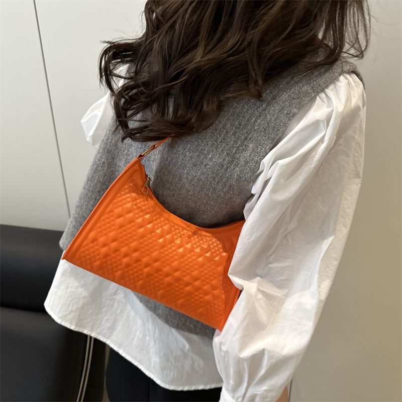 Faux Leather Textured Shoulder Bag