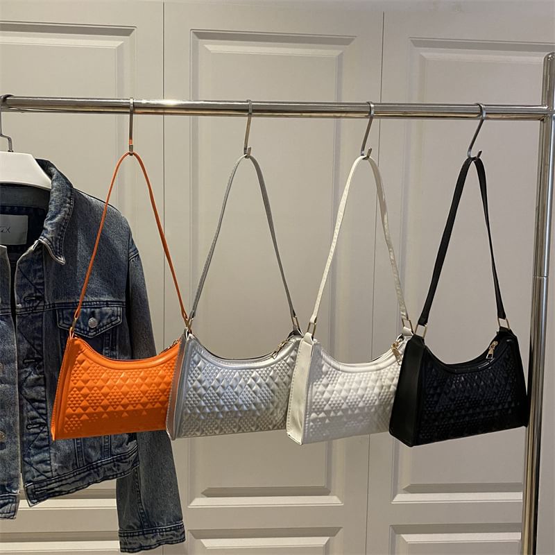 Faux Leather Textured Shoulder Bag