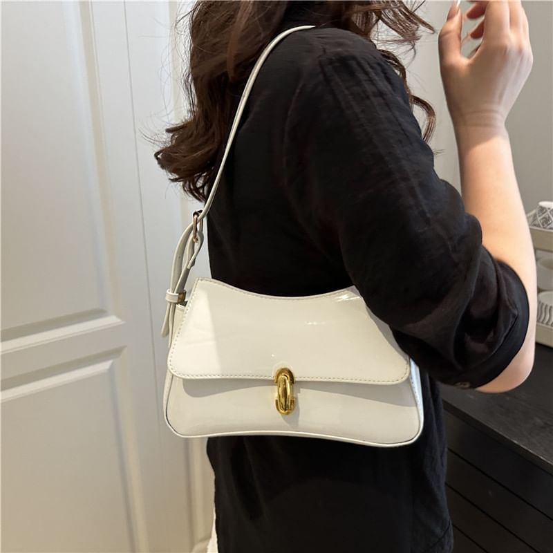 Faux Leather Flap Shoulder Bag