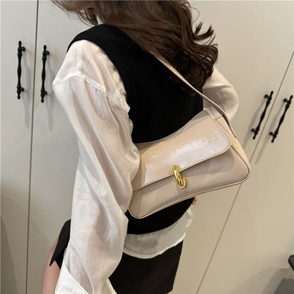 Faux Leather Flap Shoulder Bag