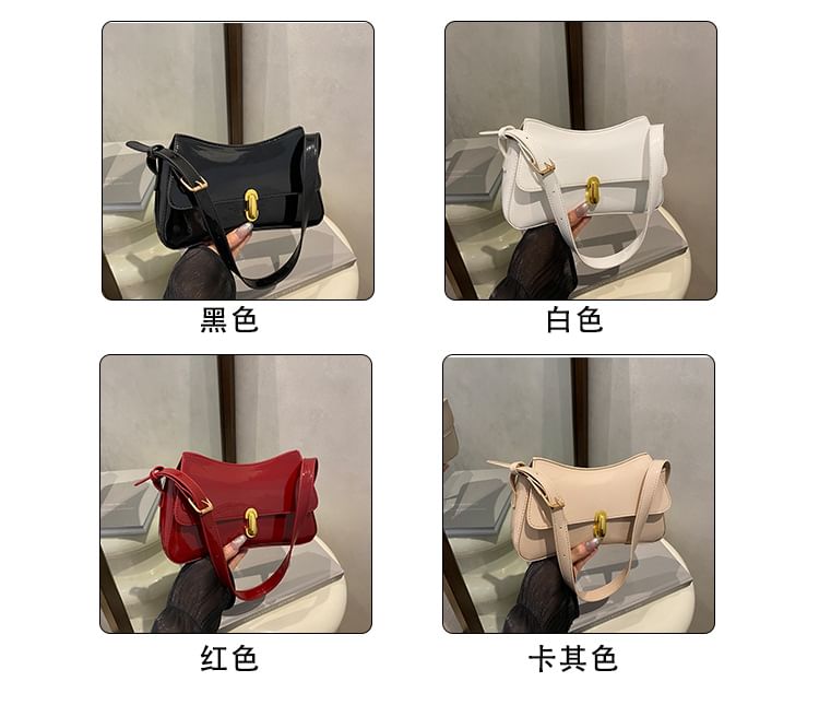 Faux Leather Flap Shoulder Bag