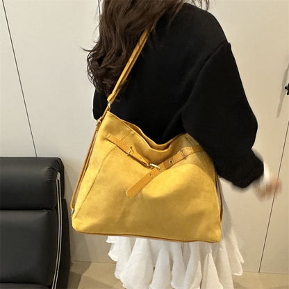 Faux Leather Two Tone Shoulder Bag