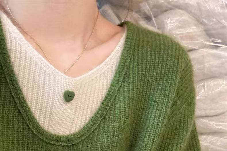 Two-Tone Mock Two-Piece Long-Sleeve Knit Pullover