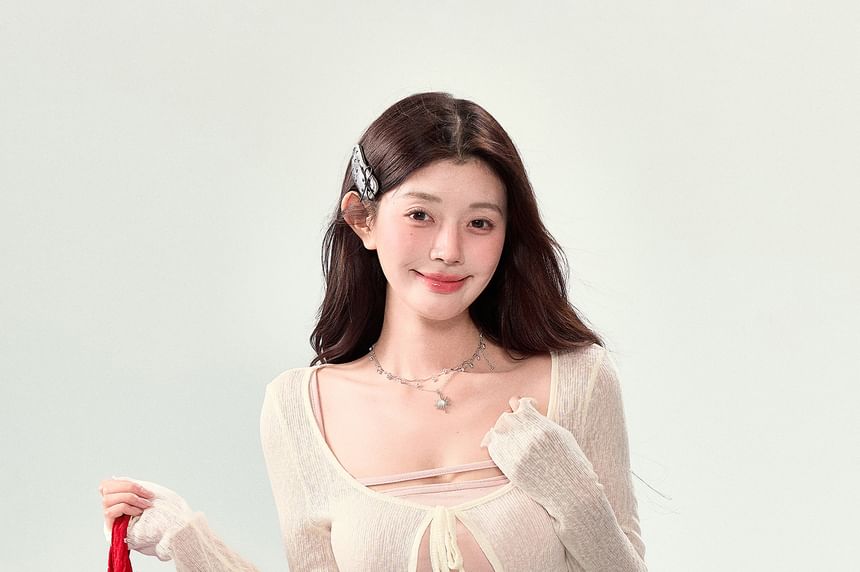 Spaghetti Strap Mini A-Line Dress with Crop Cardigan