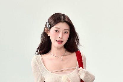 Spaghetti Strap Mini A-Line Dress with Crop Cardigan