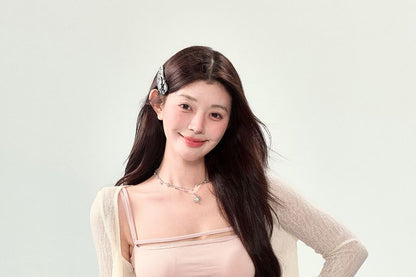 Spaghetti Strap Mini A-Line Dress with Crop Cardigan