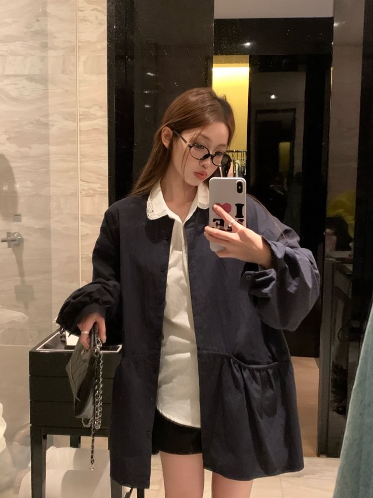 Lace-Trimmed Sleeved Blouse or Trench Coat