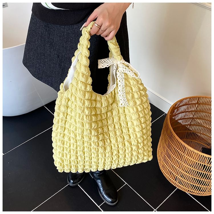 Puffed Plain Shoulder Bag