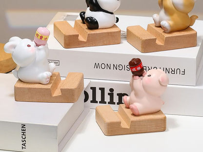 Animal Resin Wooden Desktop Phone Stand (Various Designs)