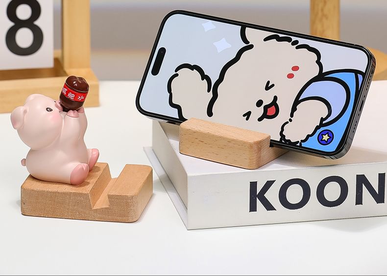 Animal Resin Wooden Desktop Phone Stand (Various Designs)