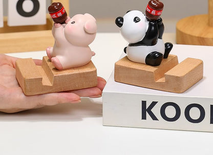 Animal Resin Wooden Desktop Phone Stand (Various Designs)
