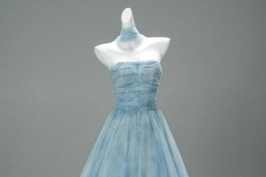 Tie Dye Beaded Ruched Mesh A-Line Tube Evening Gown