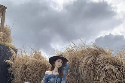 Tie-Dye Off-Shoulder Lace-Trim Cropped Tee & Low-Rise Maxi Skirt