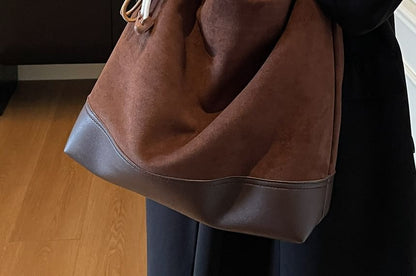 Faux Leather Two Tone Crossbody Bag