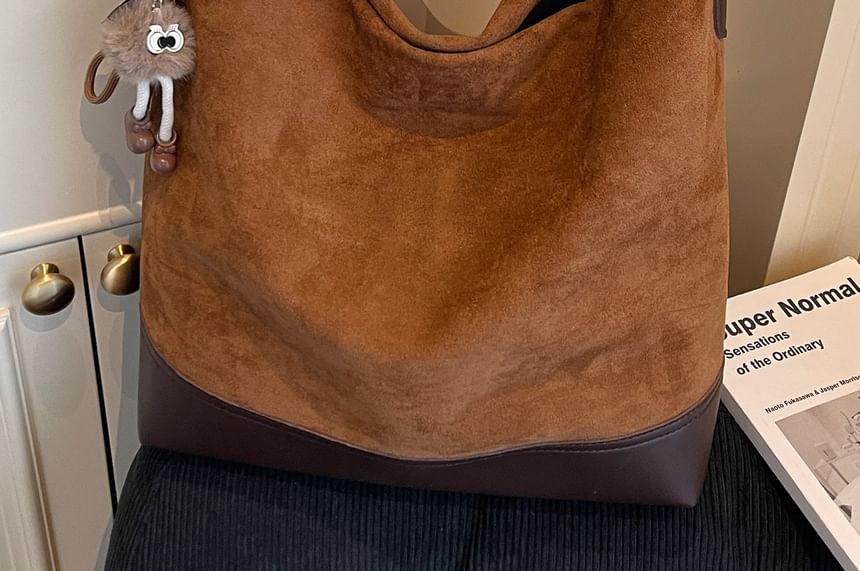 Faux Leather Two Tone Crossbody Bag