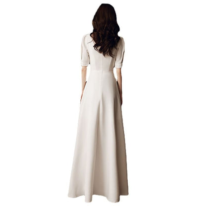Short-Sleeve / Sleeveless Plain Maxi A-Line Wedding Dress
