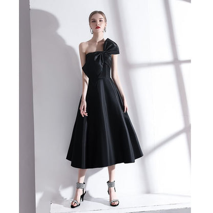 Strapless Plain Bow Detail Midi Cocktail Dress