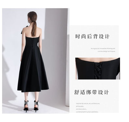 Strapless Plain Bow Detail Midi Cocktail Dress