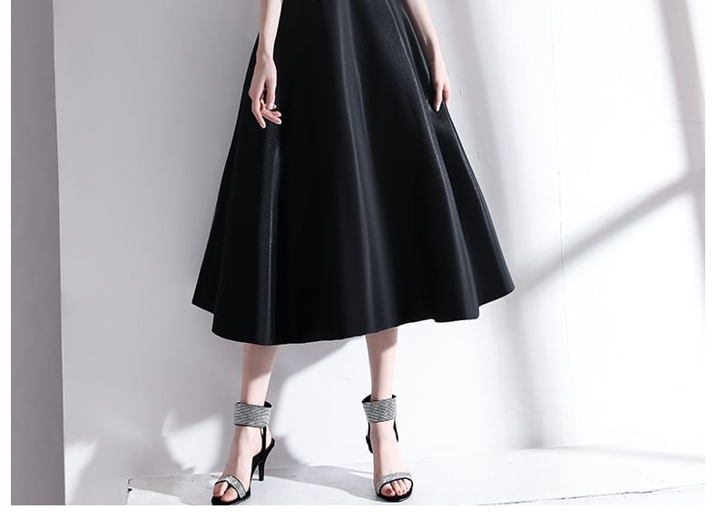 Strapless Plain Bow Detail Midi Cocktail Dress