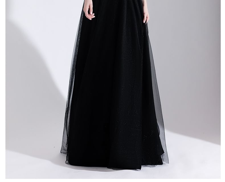 A-Line Spaghetti Strap Gown Evening Plain V-Neck