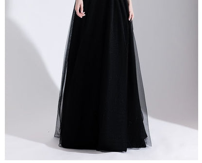 Spaghetti Strap V-Neck Plain A-Line Evening Gown