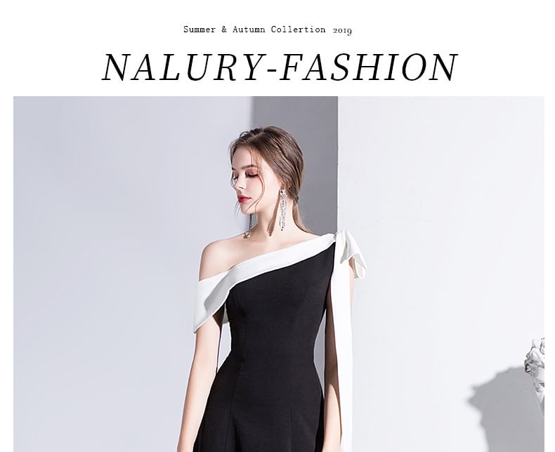 A-Line Off Gown Tone Two Shoulder Evening