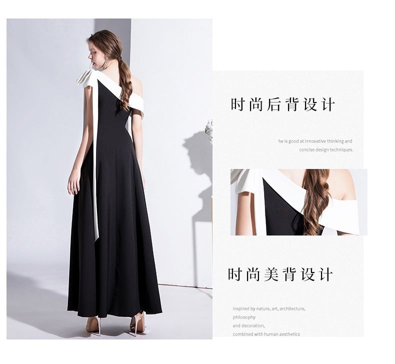 A-Line Off Gown Tone Two Shoulder Evening