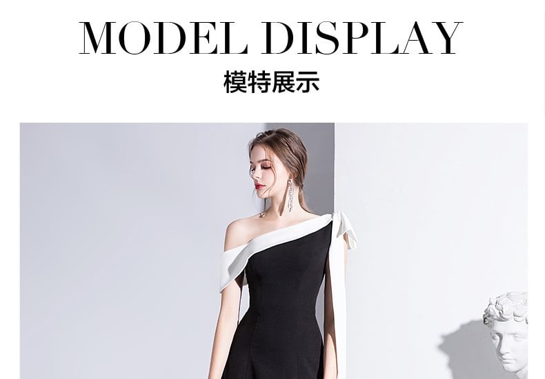 A-Line Off Gown Tone Two Shoulder Evening