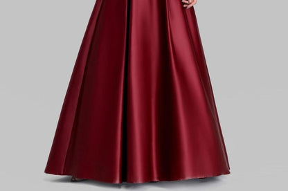 Evening Shoulder A-Line Plain Gown Off