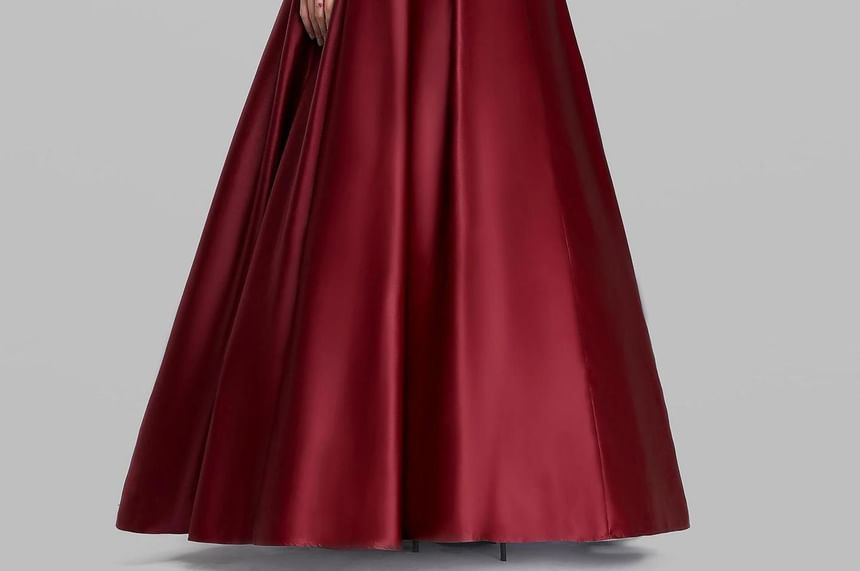 Off Shoulder Plain A-Line Evening Gown