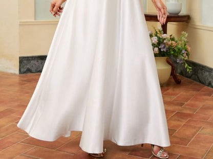 V-Neck Sleeveless Plain Gown A-Line Evening