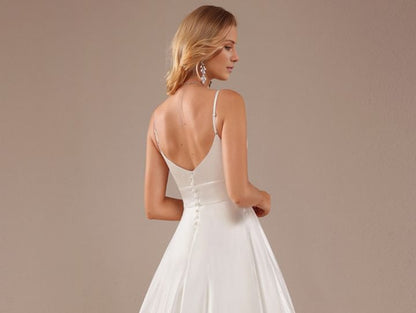 Spaghetti Strap V-Neck Plain Evening Gown