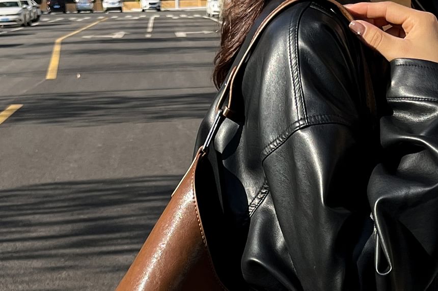 Faux Leather Hobo Bag With Pouch
